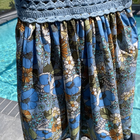 B.O.G. Collective size S crochet top floral lightweight mini dress boho - Picture 7 of 13